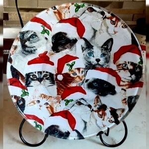 Christmas Decorative handmade 8"‎ plate Santa Cats